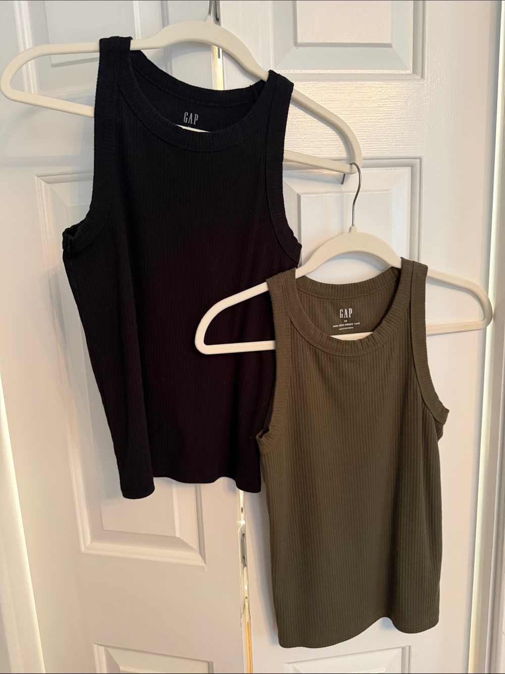 GAP Olive Green Ribbed & Black High Neck Tank Top set